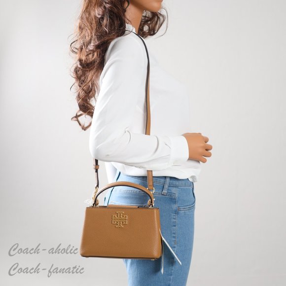 NWT Tory Burch Britten Micro Satchel Leather Crossbody in Tiramisu - Picture 2 of 11